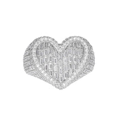 Heart Baguette Moissanite Pinky Ring