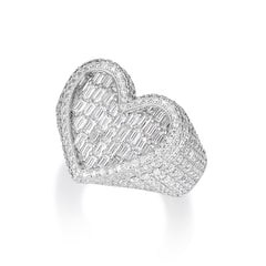 Heart Baguette Moissanite Pinky Ring