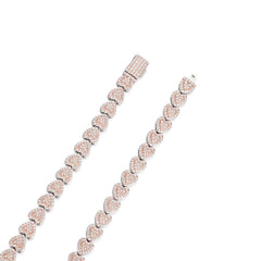 Heart Choker With Moissanite Cuban Bracelet Rose Gold