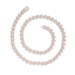 Heart Choker With Moissanite Cuban Bracelet Rose Gold