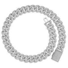 Iced-Out 10-20mm VVS Moissanite Cuban Link Chain with Precision Prong Setting