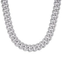 Iced-Out 10-20mm VVS Moissanite Cuban Link Chain with Precision Prong Setting