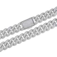 Iced-Out 10-20mm VVS Moissanite Cuban Link Chain with Precision Prong Setting