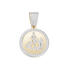 Iced-Out Allah Round Pendant with Pave Moissanite