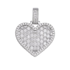 Iced-Out Baguette Moissanite Heart Pendant