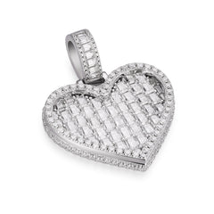 Iced-Out Baguette Moissanite Heart Pendant