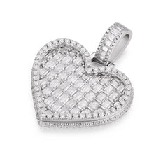 Iced-Out Baguette Moissanite Heart Pendant