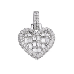 Iced-Out Baguette Moissanite Heart Pendant