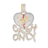 Iced-Out Broken Heart 'Cash Only' Pendant with Moissanite
