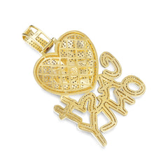 Iced-Out Broken Heart 'Cash Only' Pendant with Moissanite