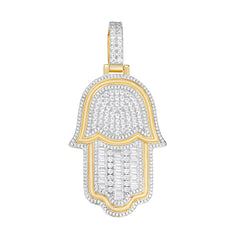 Iced-Out Hamsa Hand Pendant in Two-Tone Design