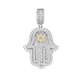 Iced-Out Hamsa Pendant with VVS Moissanite and Star of David