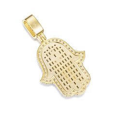 Iced-Out Hamsa Pendant with VVS Moissanite and Star of David