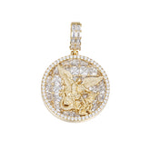 Iced-Out Round Angel Pendant Featuring Moissanite Stones