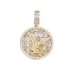 Iced-Out Round Angel Pendant Featuring Moissanite Stones