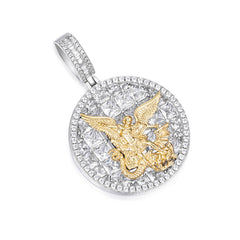 Iced-Out Round Angel Pendant Featuring Moissanite Stones