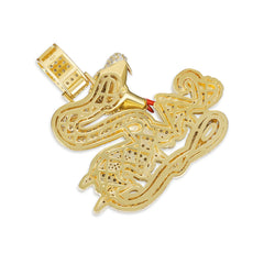 Iced-Out Snake and Savage Text Pendant with Moissanite