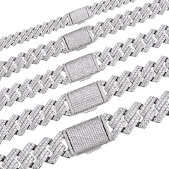 Iced 10-20mm Cuban Link Necklace with VVS Moissanite Stones