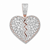 Iced Out Broken Heart Moissanite Pendant | 14K Gold Plated Over 925 Sterling Silver