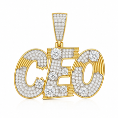 Iced Out CEO Moissanite Pendant | 14K Gold Plated Over 925 Sterling Silver