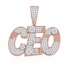 Iced Out CEO Moissanite Pendant | 14K Gold Plated Over 925 Sterling Silver
