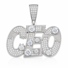 Iced Out CEO Moissanite Pendant | 14K Gold Plated Over 925 Sterling Silver