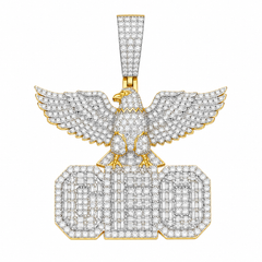 Iced Out Eagle CEO Moissanite Pendant | 14K Gold Plated Over 925 Sterling Silver