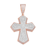 Iced Out Moissanite Cross Pendant – Two Tone Rose Gold & Silver Hip Hop Jewelry | UIU Jewelry