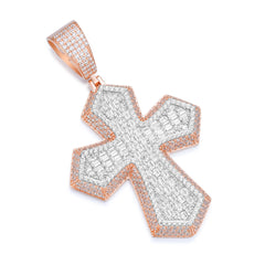 Iced Out Moissanite Cross Pendant – Two Tone Rose Gold & Silver Hip Hop Jewelry | UIU Jewelry