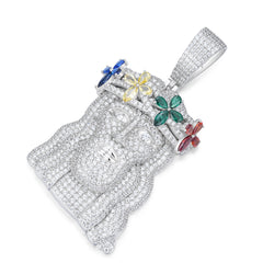 Iced Out Moissanite Jesus Piece – Luxury Multicolor Gem Pendant for Men | UIU Jewelry