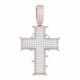 Iced Out Spiked Moissanite Cross Pendant 14K Gold Plated Over 925 Sterling Silver