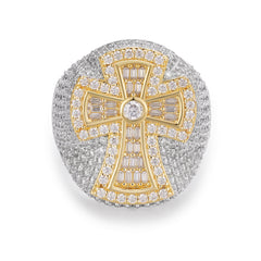 Iced Out Unique Design Baguette Moissanite Cross Ring