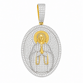 Iced Out Virgin Mary Moissanite Pendant 14K Gold Plated Over 925 Sterling Silver