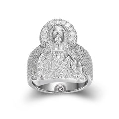 Jesus Head Moissanite Iced Out Ring - 925 Silver