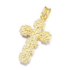 Jesus Piece Cross Pendant – Two-Tone Gold and Silver Iced Out Moissanite Charm | UIU Jewelry