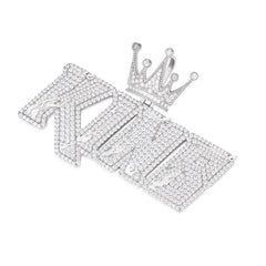 KING Moissanite Pendant with Crown Accent