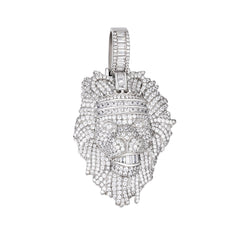 Majestic Lion Head Pendant with VVS Moissanite Stones