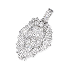 Majestic Lion Head Pendant with VVS Moissanite Stones