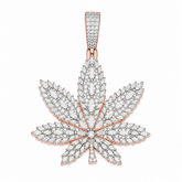 Marquise Moissanite Cannabis Leaf Pendant | 14K Gold Plated Over 925 Sterling Silver