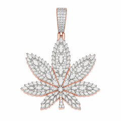 Marquise Moissanite Cannabis Leaf Pendant | 14K Gold Plated Over 925 Sterling Silver