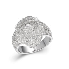 Men's MOISSANITE Lion Ring, Solid 925 Sterling Silver with14k Gold Finish