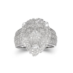 Men's MOISSANITE Lion Ring, Solid 925 Sterling Silver with14k Gold Finish