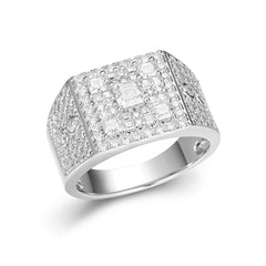 Men's Moissanite Square Cluster Ring