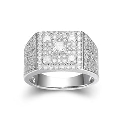 Men's Moissanite Square Cluster Ring
