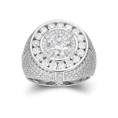 Men's Round Moissanited Circle Cluster Ring