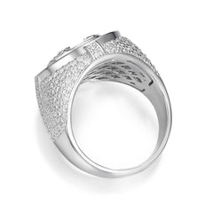 Men's Round Moissanited Circle Cluster Ring