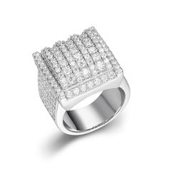 Mens Fancy Hip Hop Iced Out Pave Round Cut Moissanite Ring