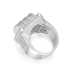Mens Fancy Hip Hop Iced Out Pave Round Cut Moissanite Ring