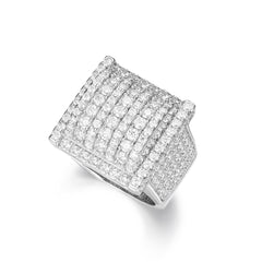 Mens Fancy Hip Hop Iced Out Pave Round Cut Moissanite Ring