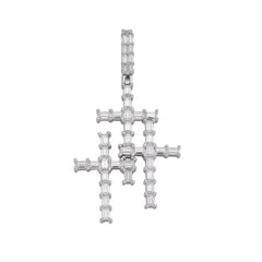 Modern Triple Cross Pendant with Sparkling VVS Moissanite
